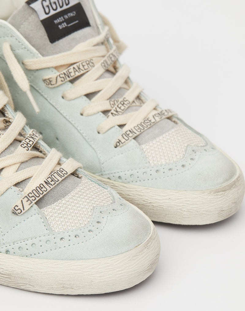 Aquamarine Suede & Zebra Mid Star Sneakers