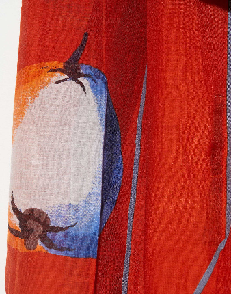 Orange Cotton & Silk Pomme Scarf
