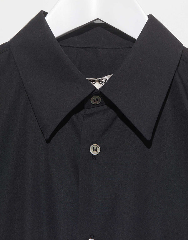 Black Asymmetric Cotton Poplin Shirt