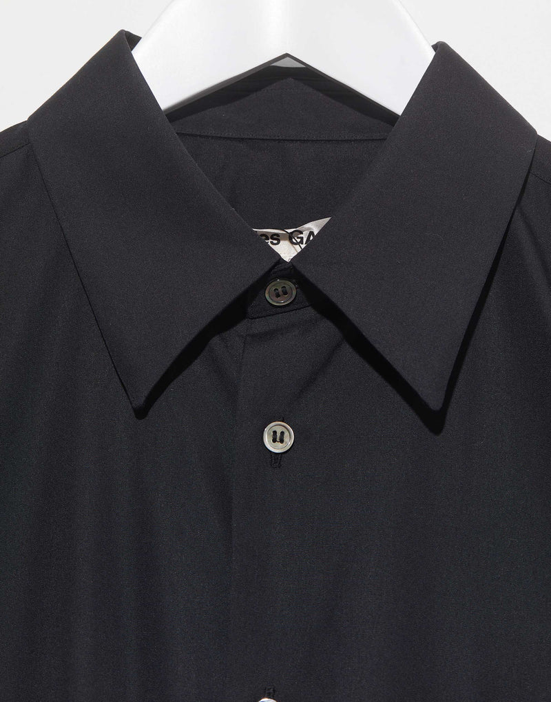 Black Asymmetric Cotton Poplin Shirt