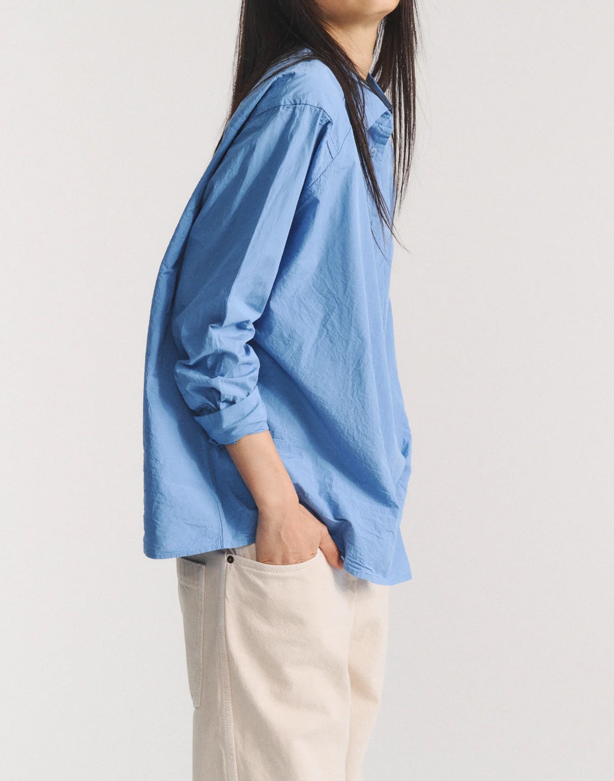 Light Blue Cotton Drays Travail Shirt