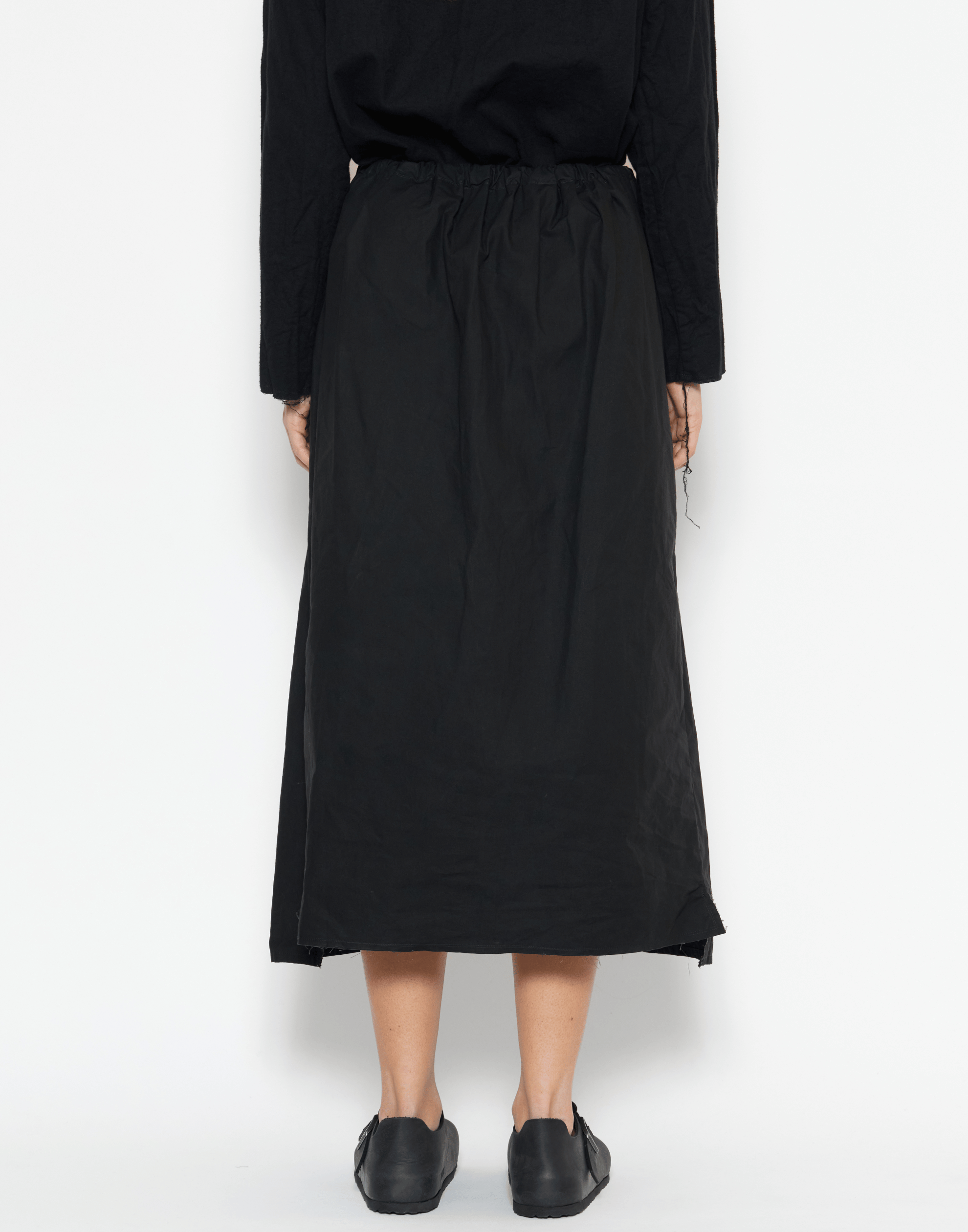 Black Waxed Cotton Skirt