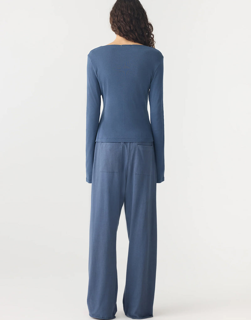 Midnight Cotton Front Seam Long Sleeve T-Shirt