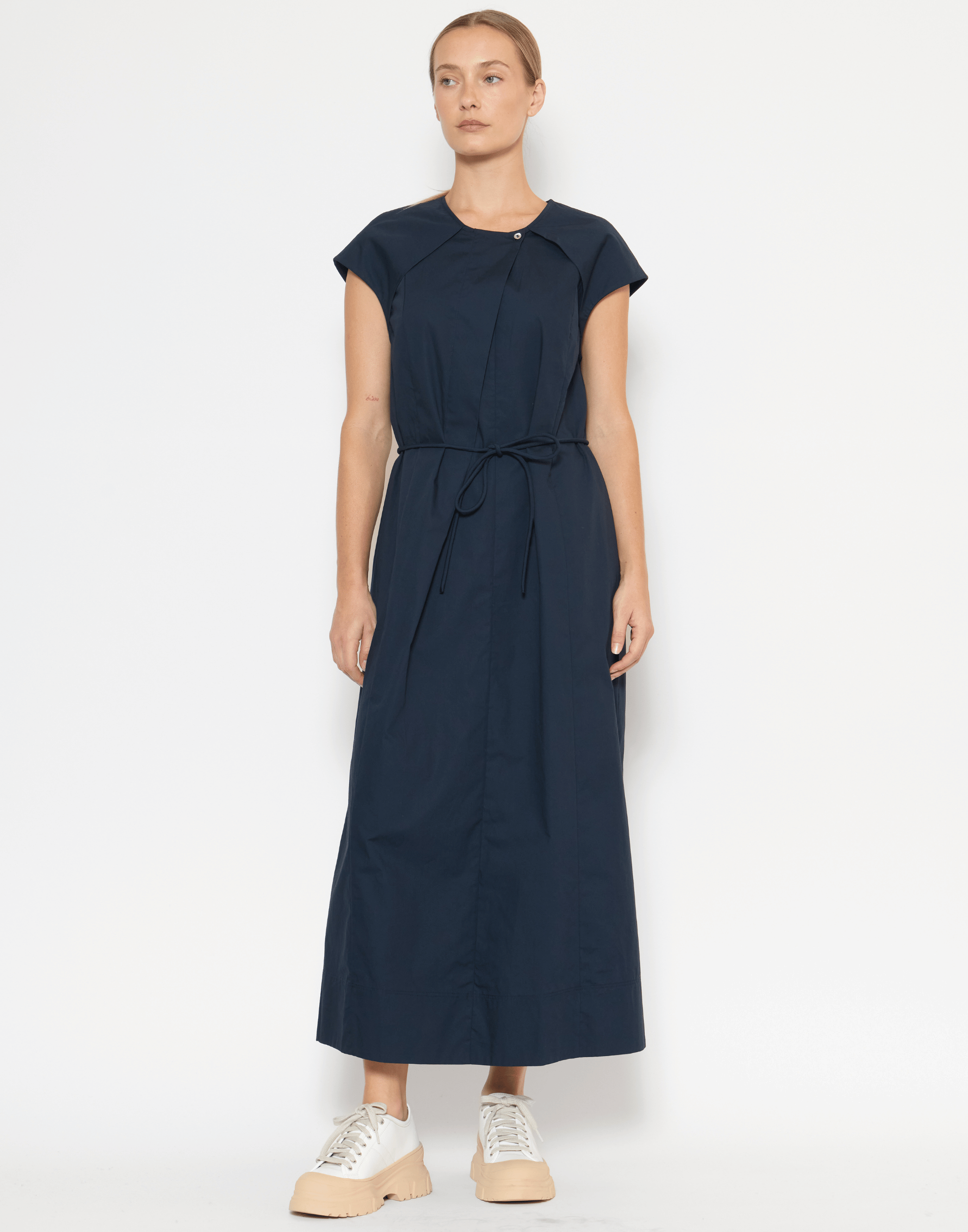Navy Cotton Poplin Alma Dress
