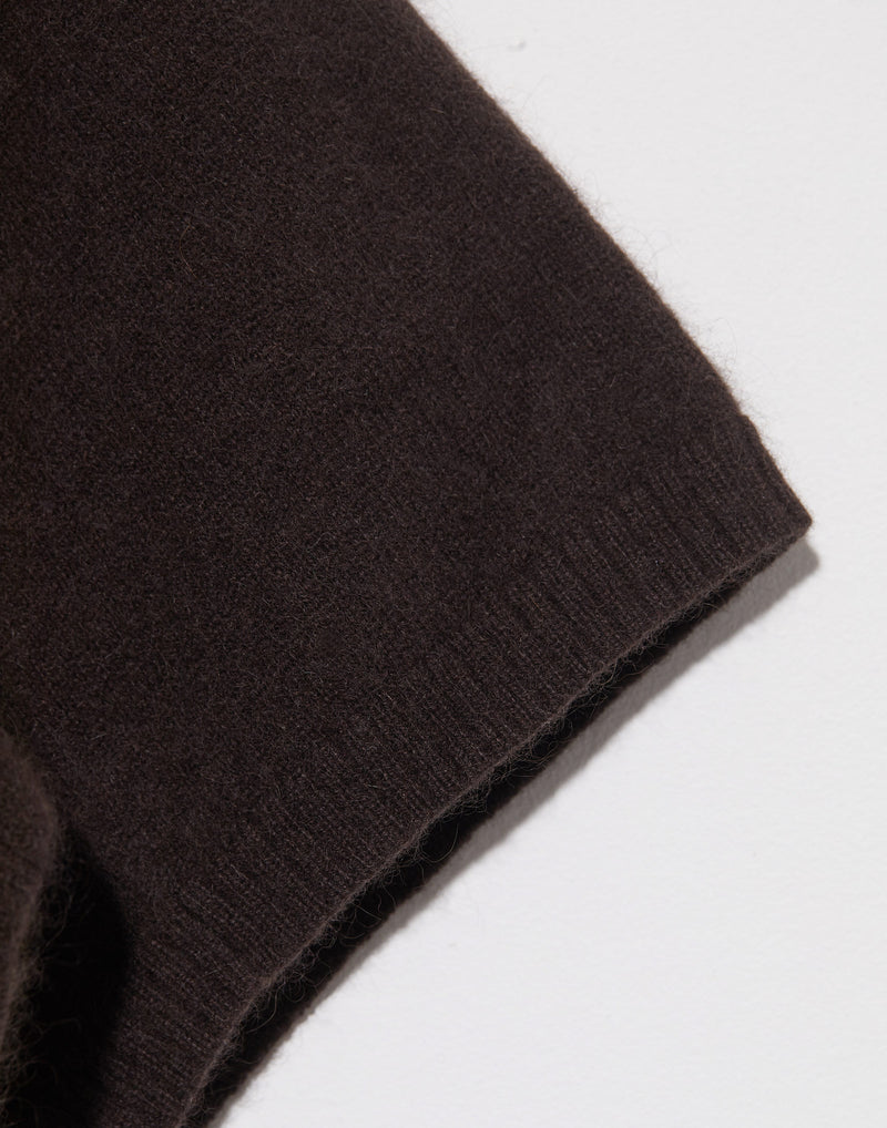 Dark Brown Cashmere & Wool Half Sleeve Pullover