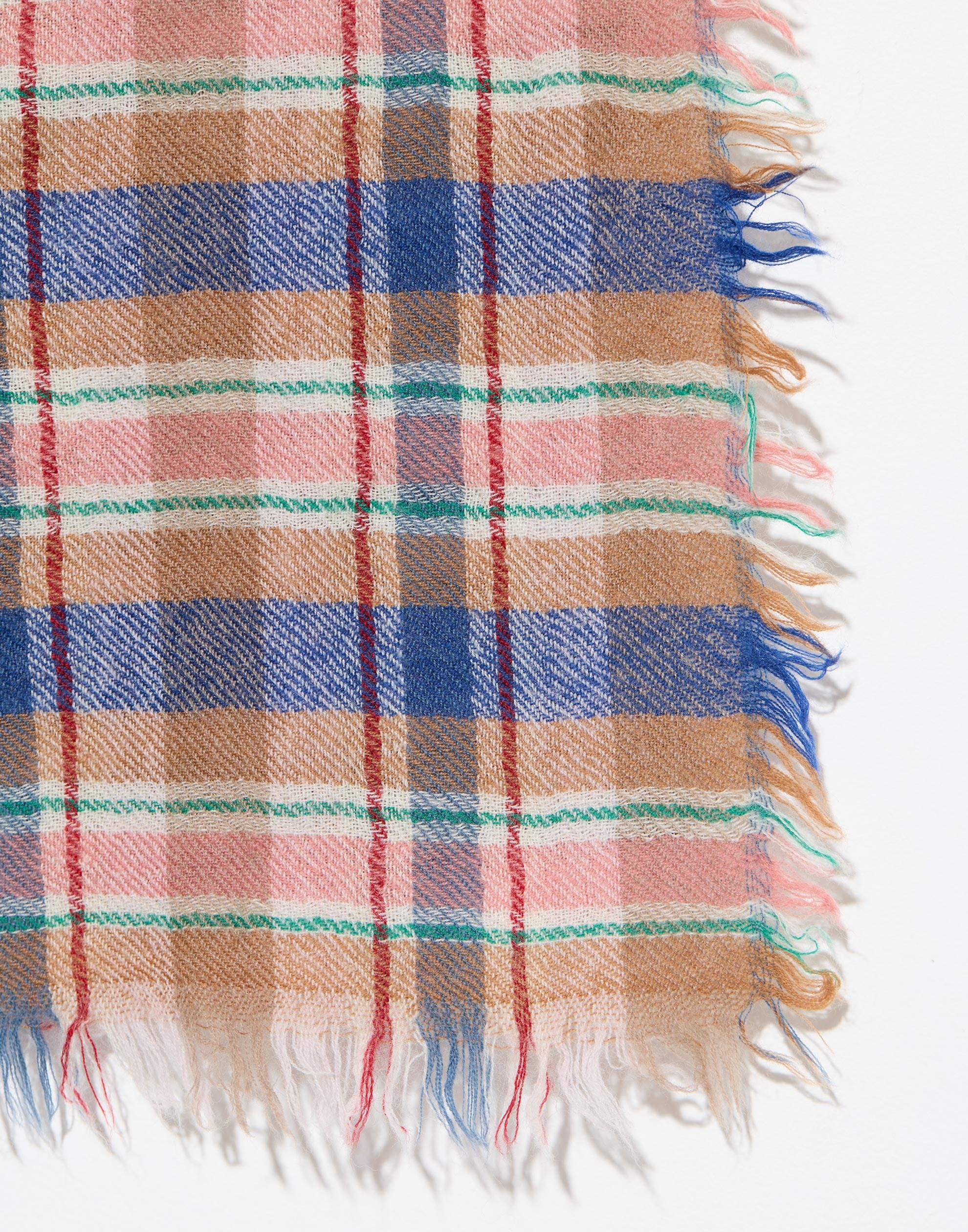 Brown & Pink Check Wool Scarf