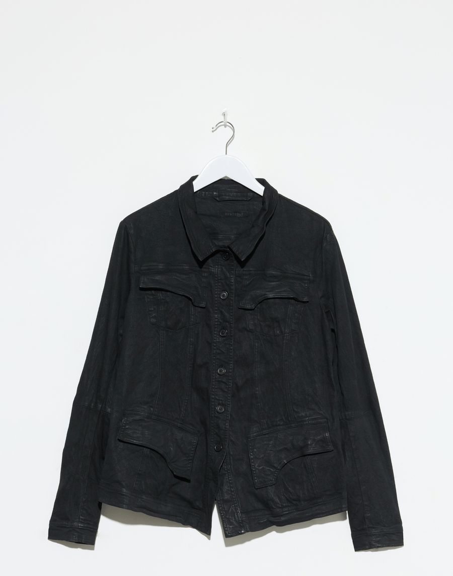 Black Gloss Cotton Jacket