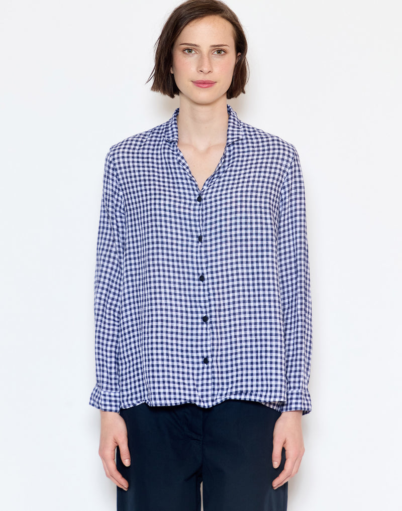 Navy Check Linen Jenny Shirt
