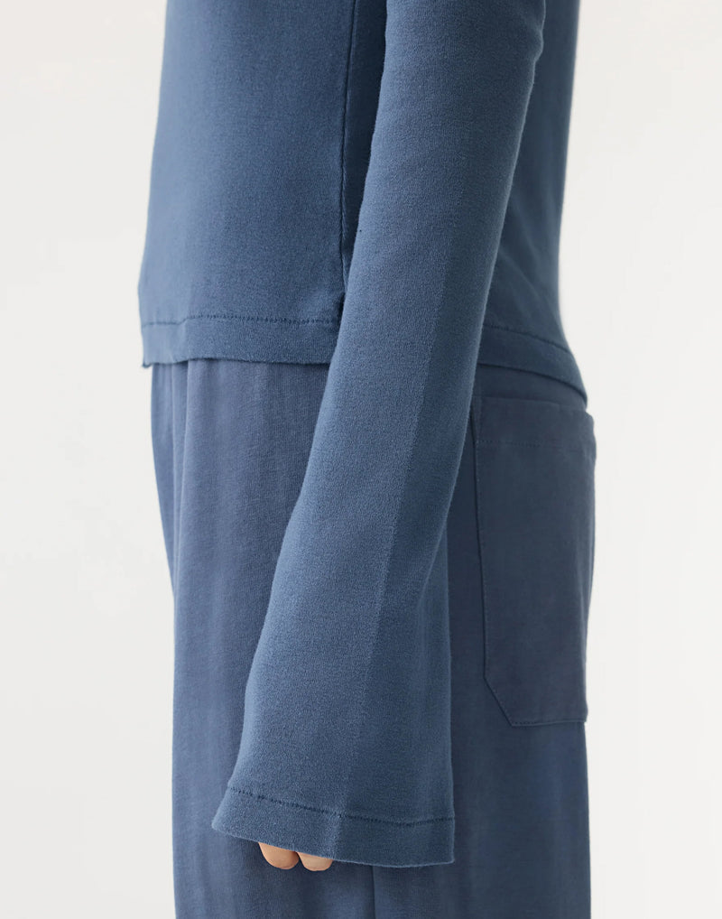 Midnight Cotton Front Seam Long Sleeve T-Shirt