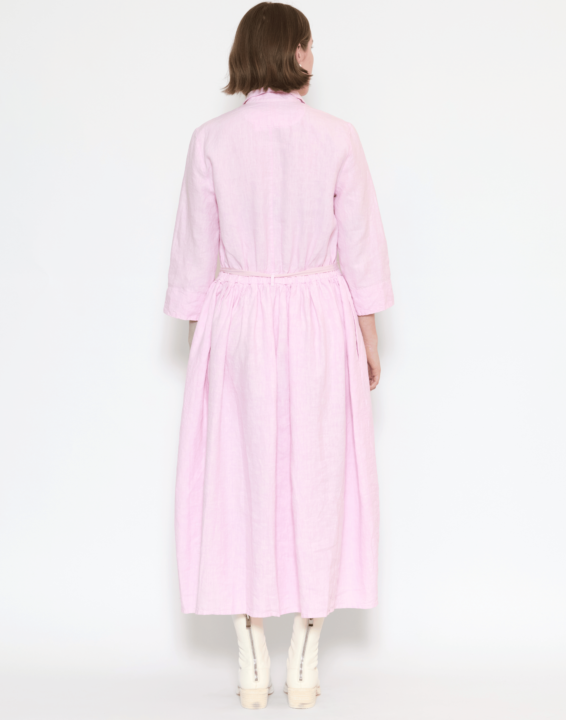 Pink Linen Davina Shirt Dress