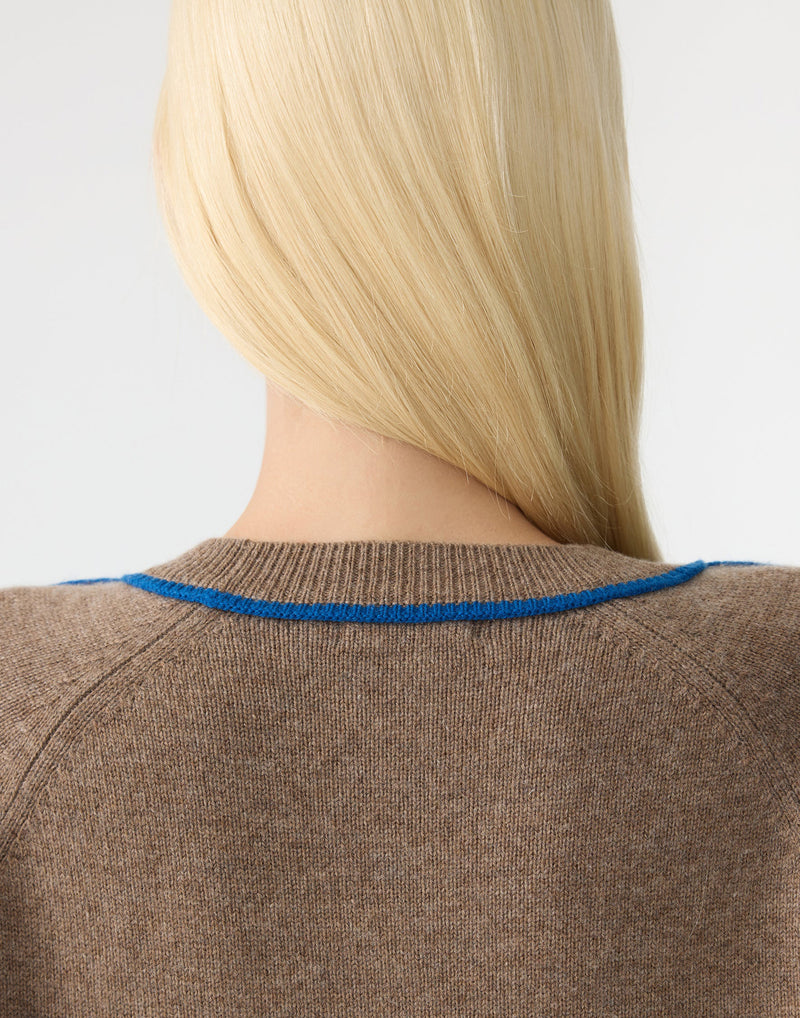 Brown Marl Stripe Wool & Cashmere Pullover