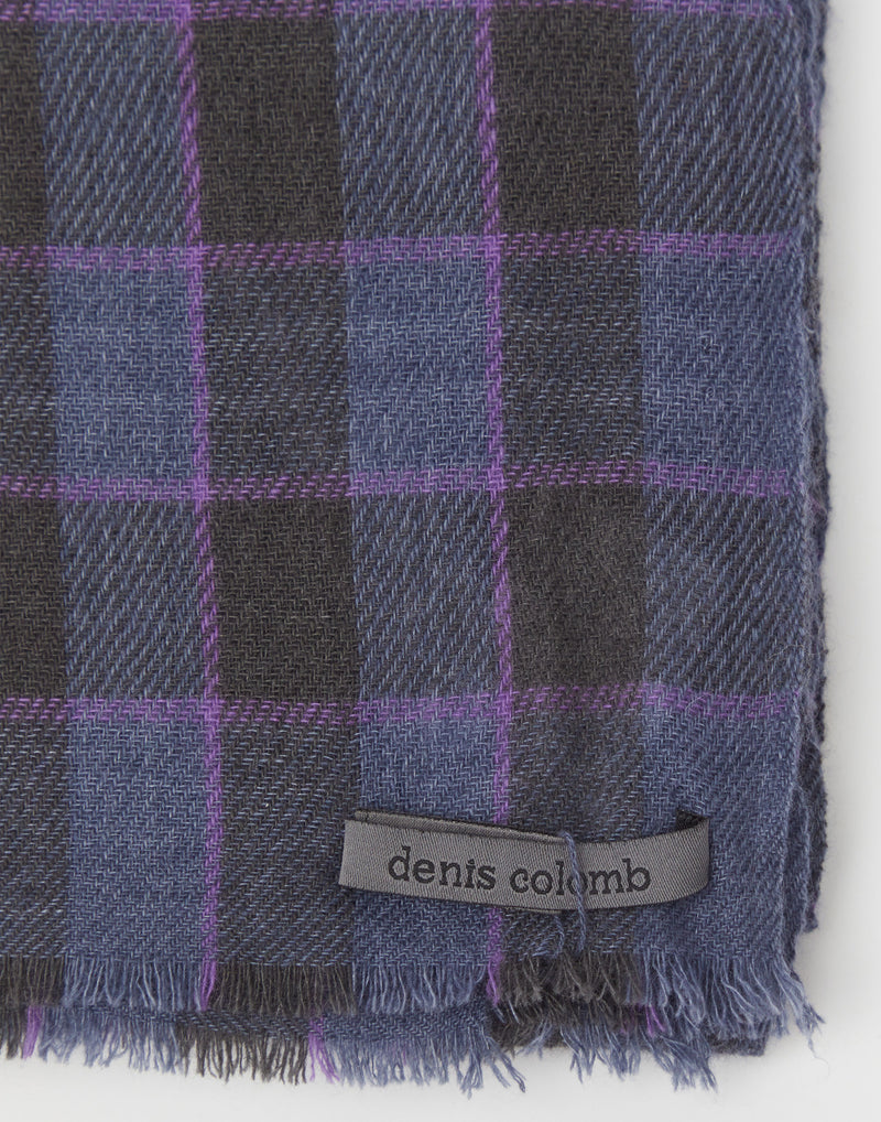 Navy Check Cashmere Himalaya Stole