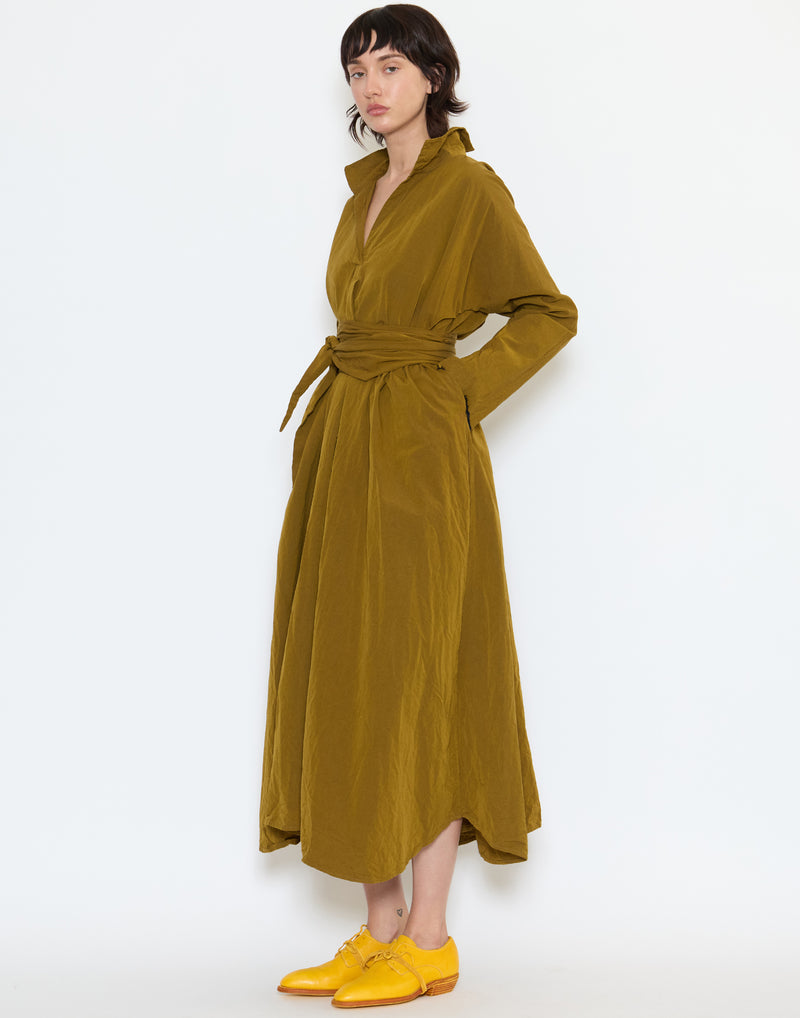 Gold Cotton Spicchi Colletto Lavato Dress