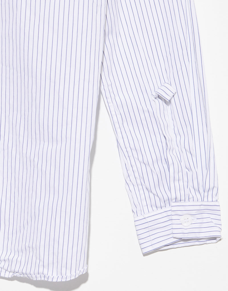 Blue & White Stripe Cotton Loose Tyrol Shirt