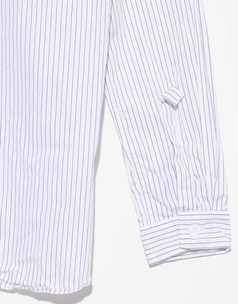 Blue & White Stripe Cotton Loose Tyrol Shirt