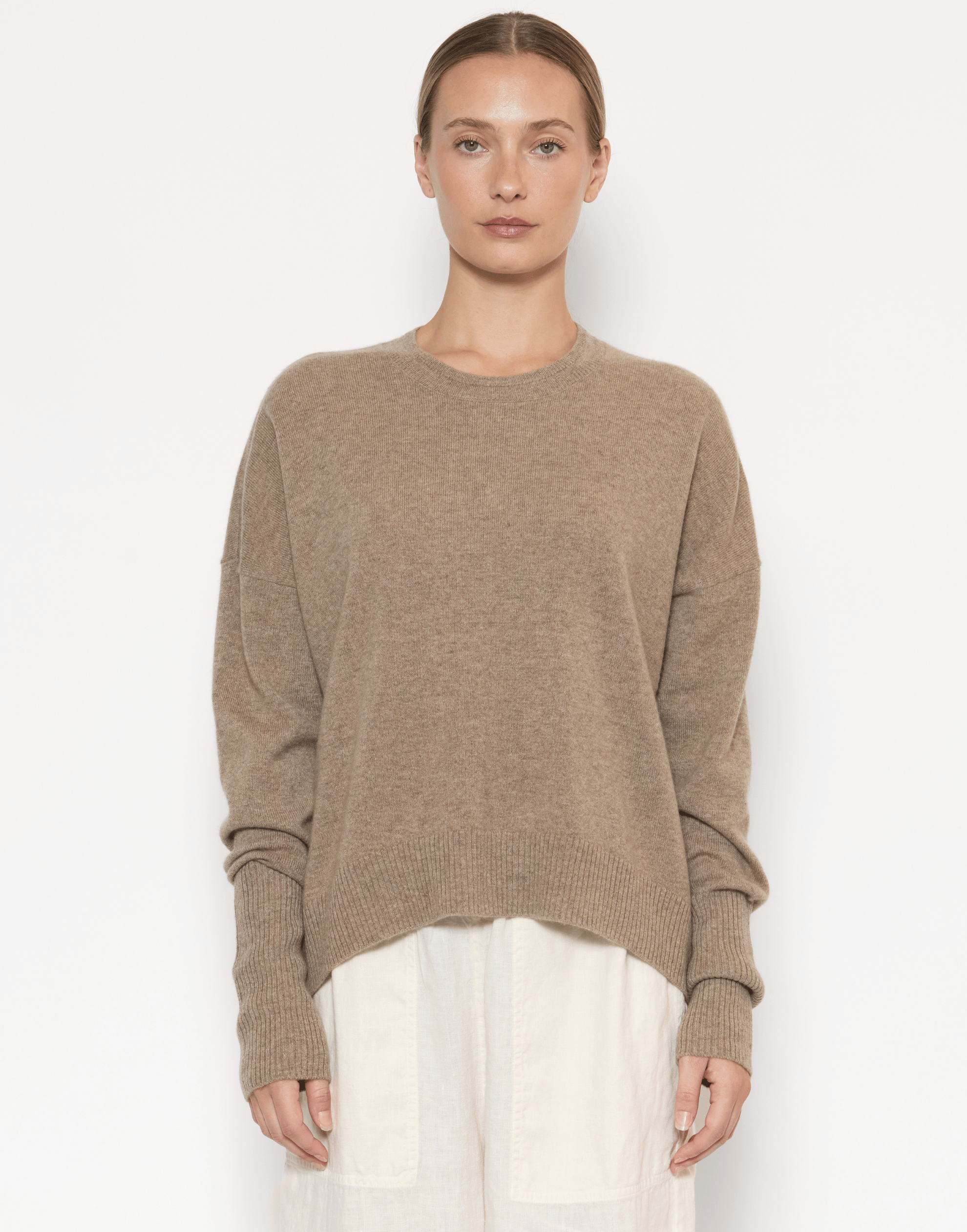 Shiitake Raw Cashmere Relaxed Pullover