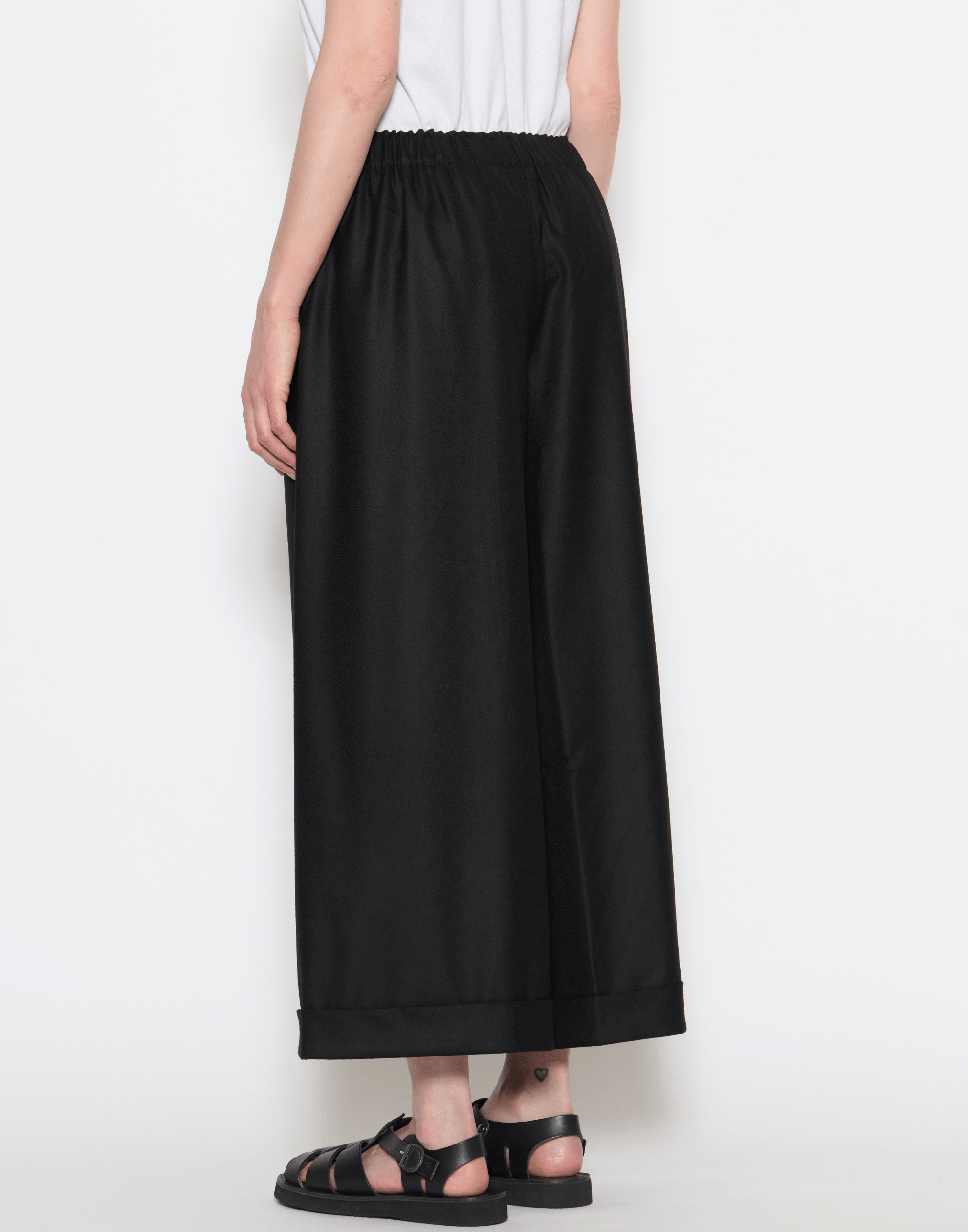 Black Wool Pigiama Tasche Lavato Trousers