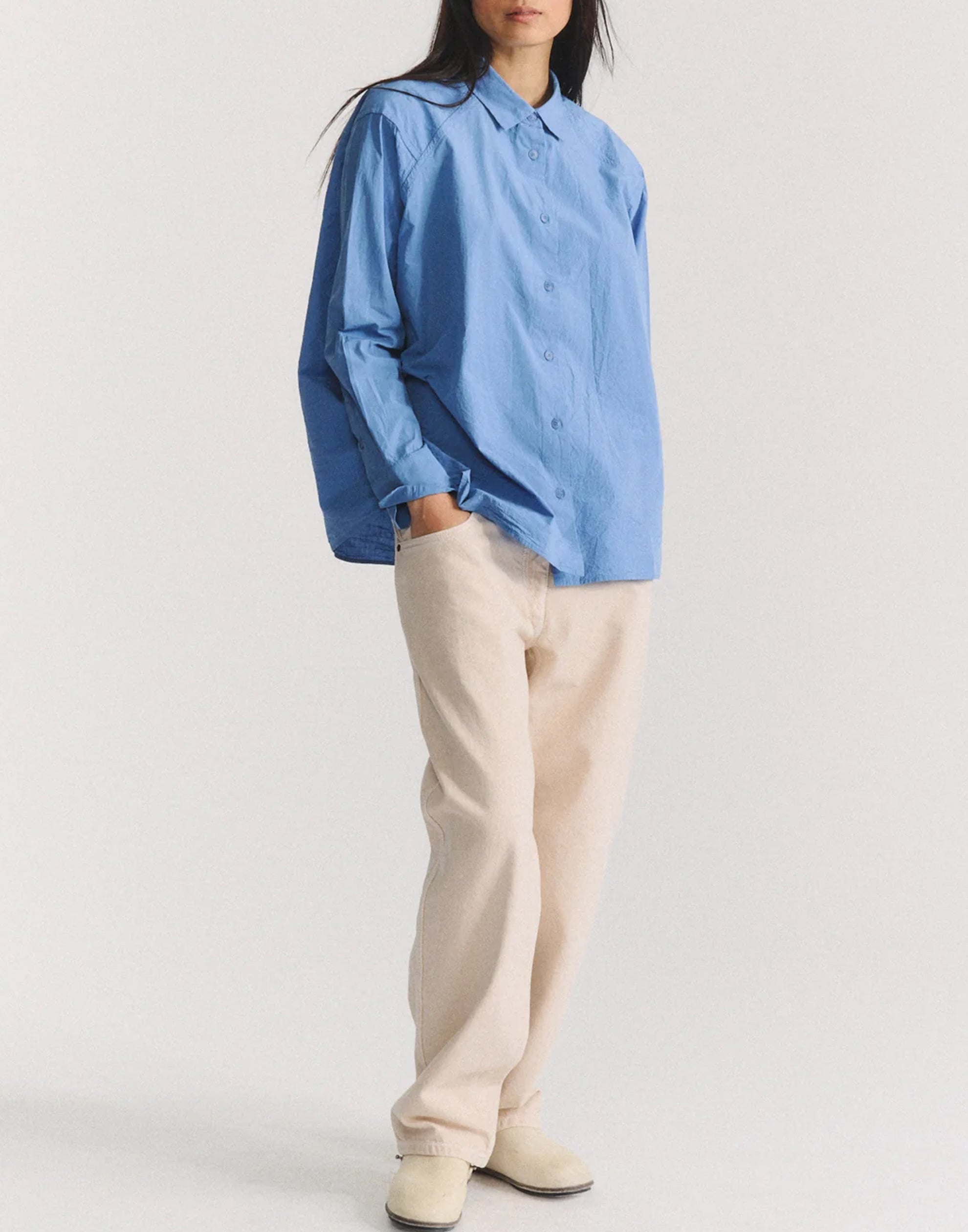 Light Blue Cotton Drays Travail Shirt