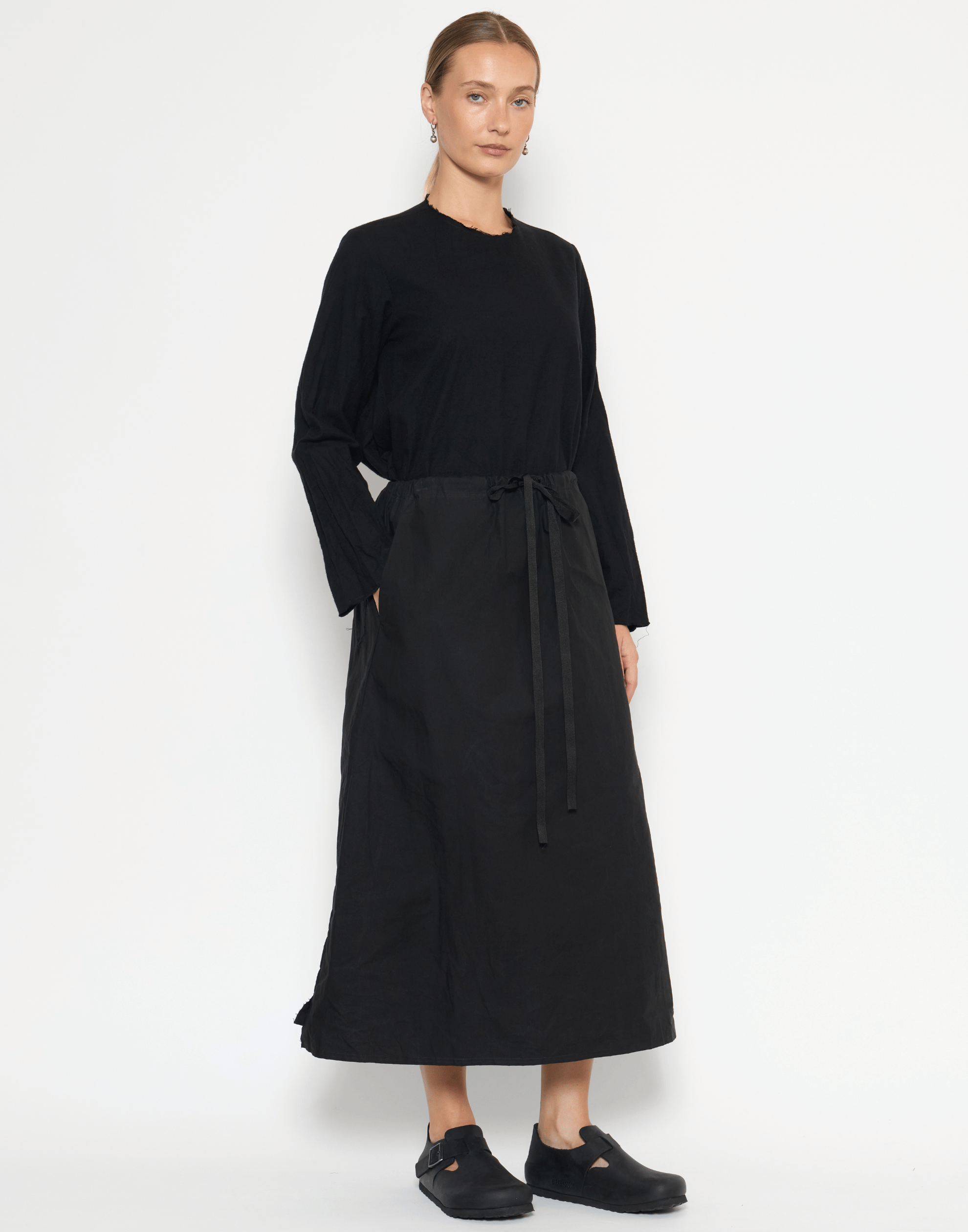 Black Waxed Cotton Skirt