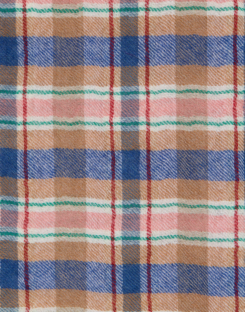 Brown & Pink Check Wool Scarf