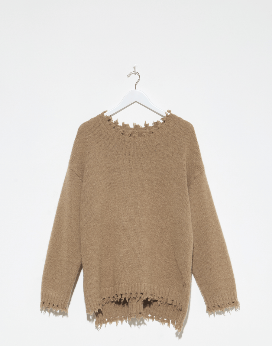 Tobacco Alpaca & Wool Fray Pullover