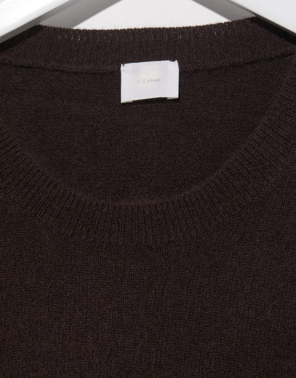 Dark Brown Cashmere & Wool Half Sleeve Pullover