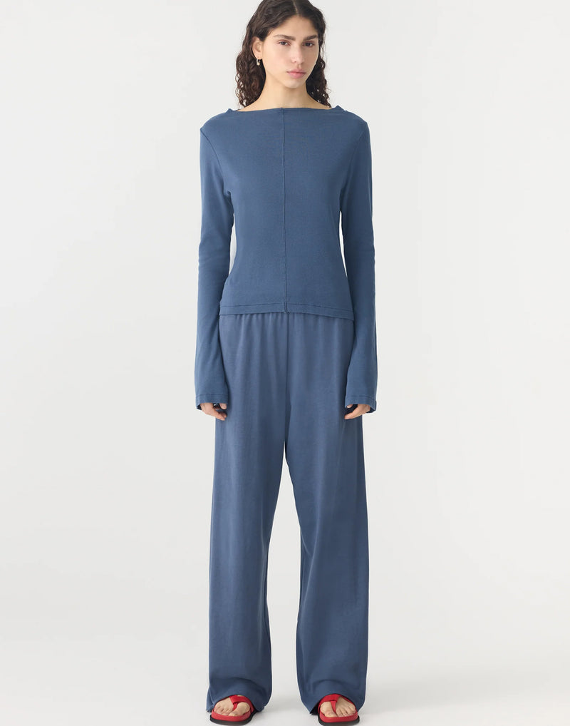 Midnight Cotton Front Seam Long Sleeve T-Shirt