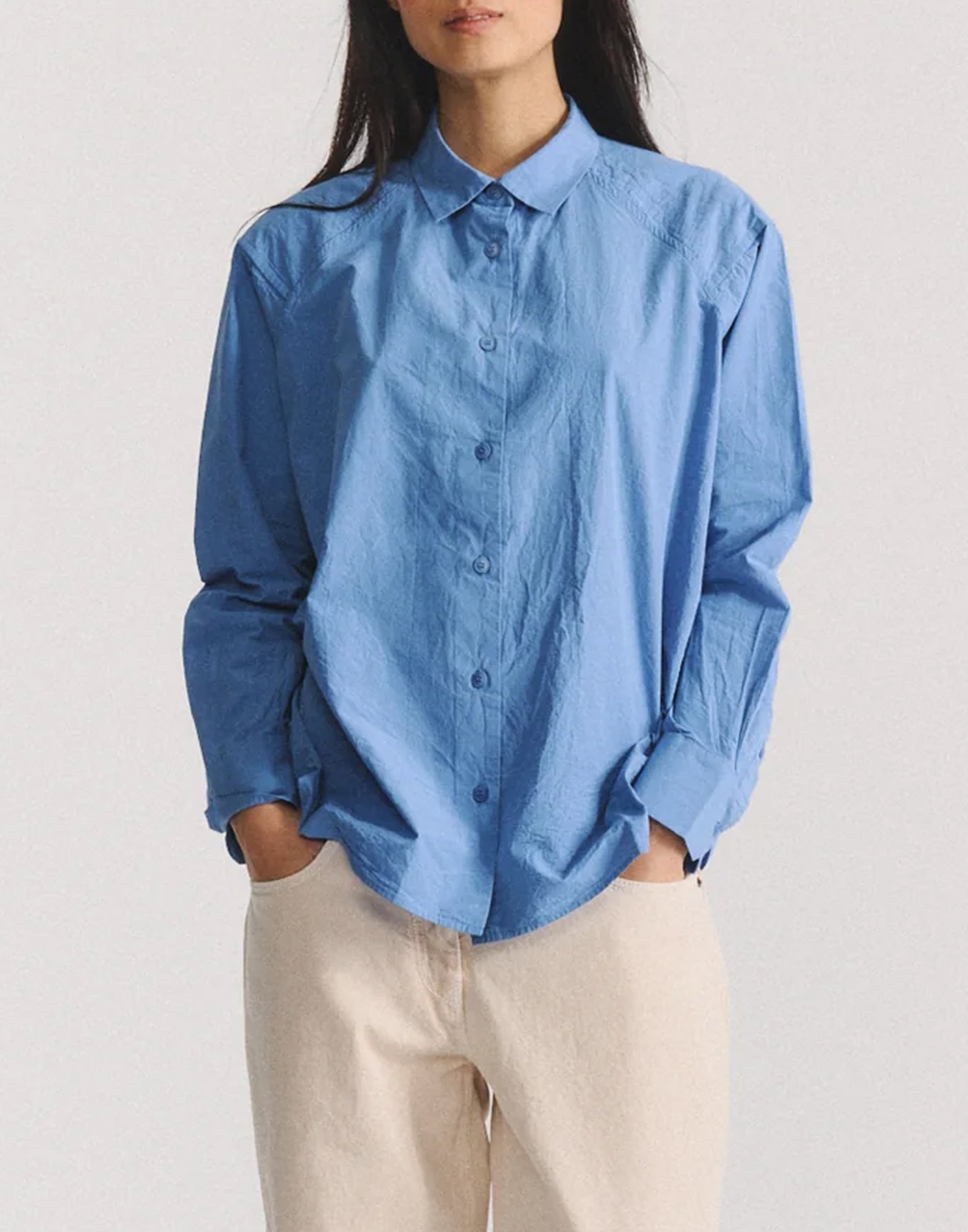 Light Blue Cotton Drays Travail Shirt