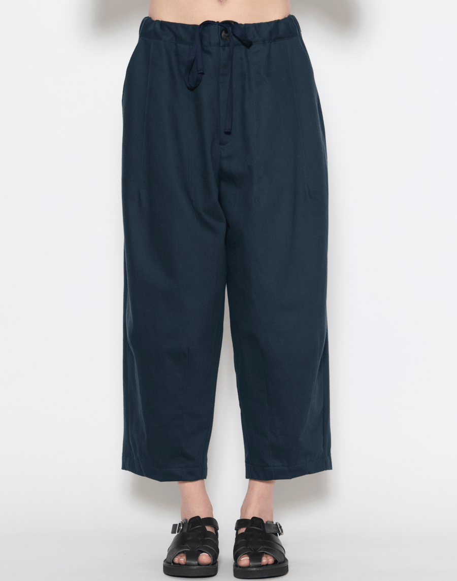 Navy Cotton Twill Stevie Barrel Pants
