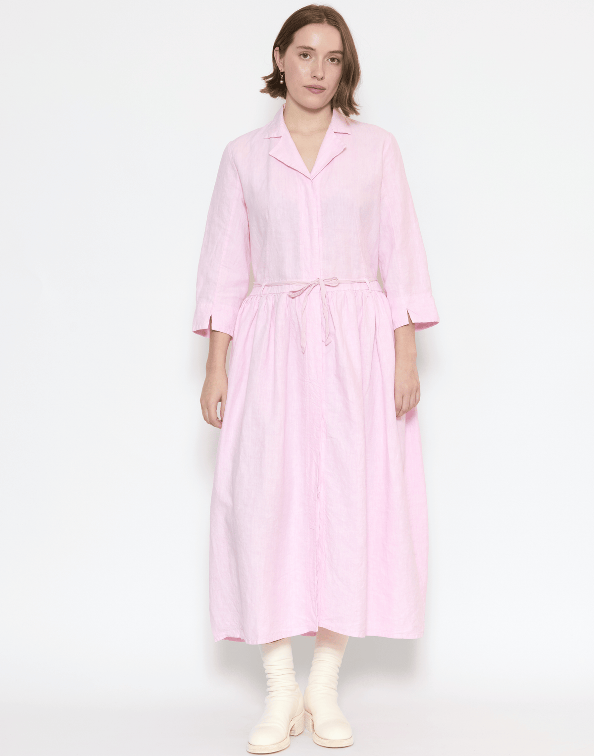Pink Linen Davina Shirt Dress