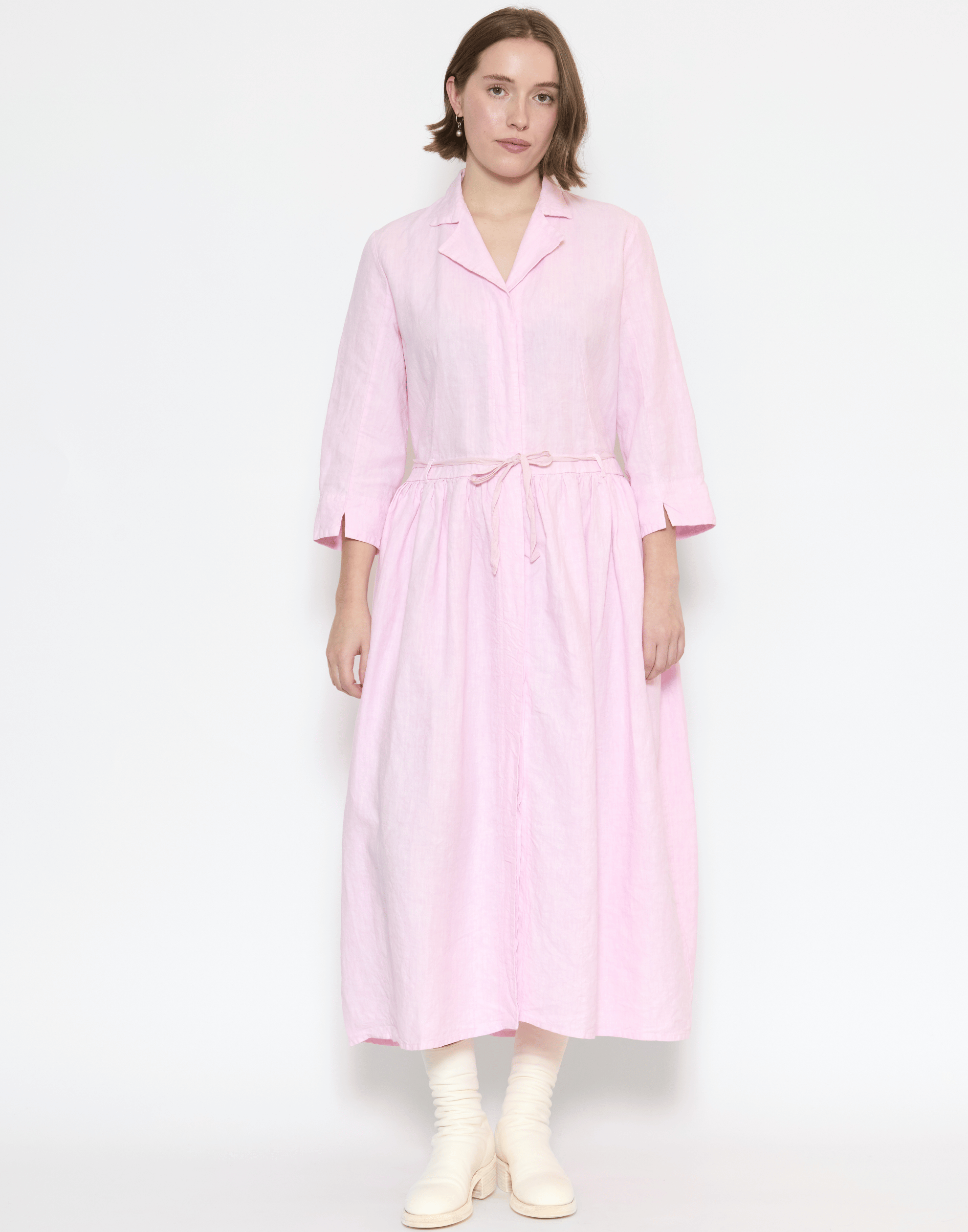 Pink Linen Davina Shirt Dress