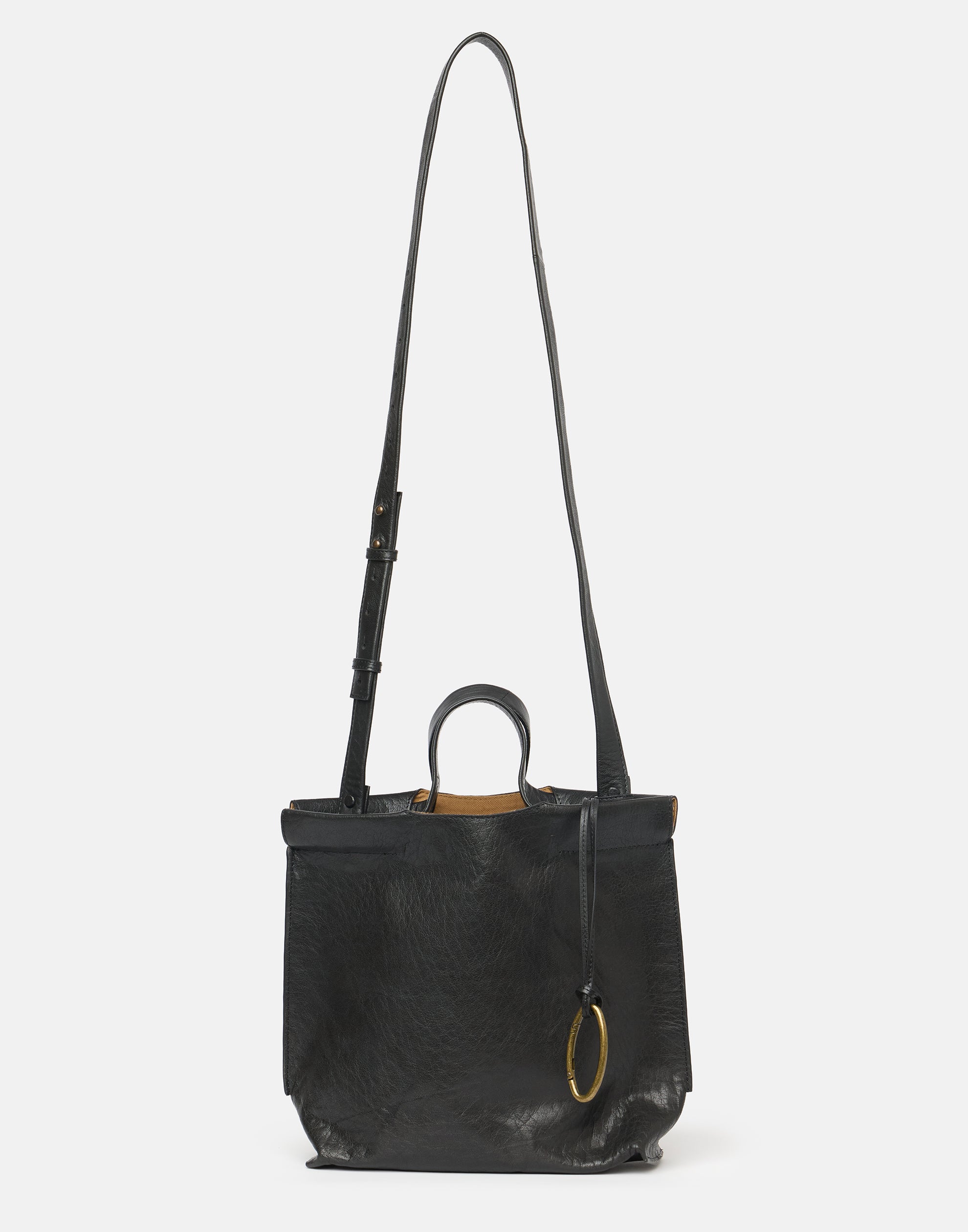 Black Leather Small Shopper Bag