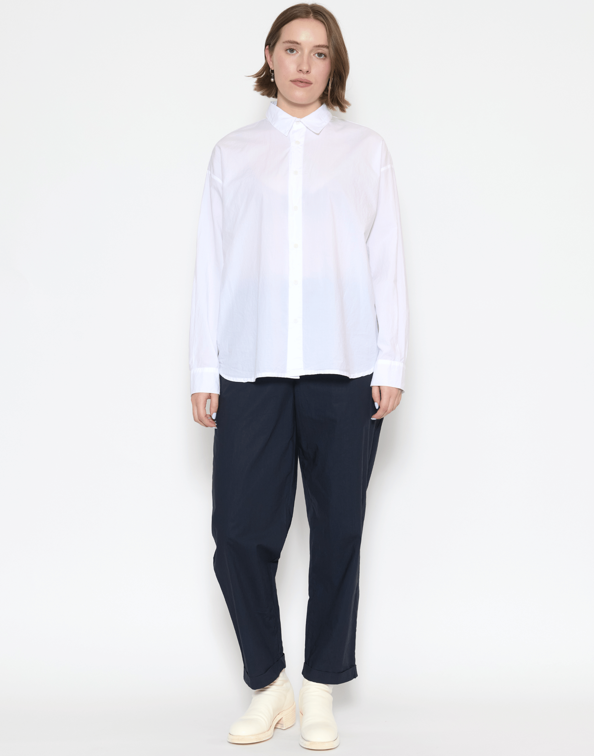 Atlantic Blue Cotton Poplin Vela Trousers