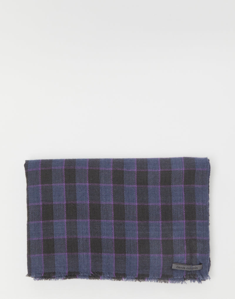 Navy Check Cashmere Himalaya Stole
