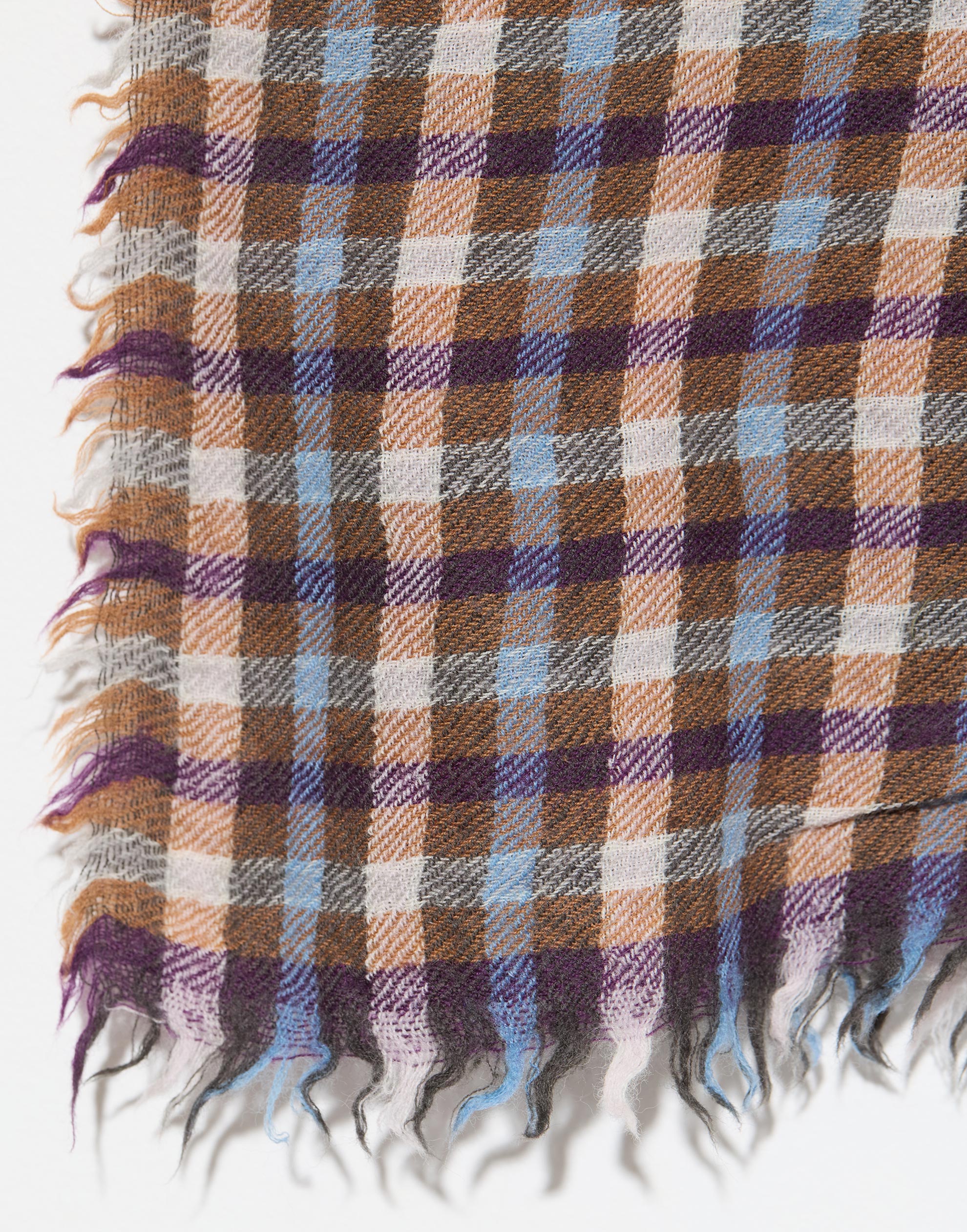 Red & Brown Check Wool Scarf