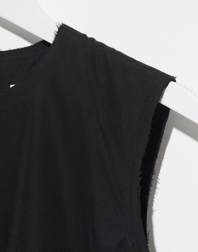 Black Cotton Sleeveless Peplum Top