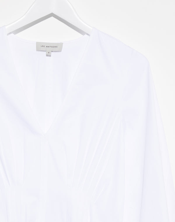 Natural White Cotton V-Neck Soho Dress