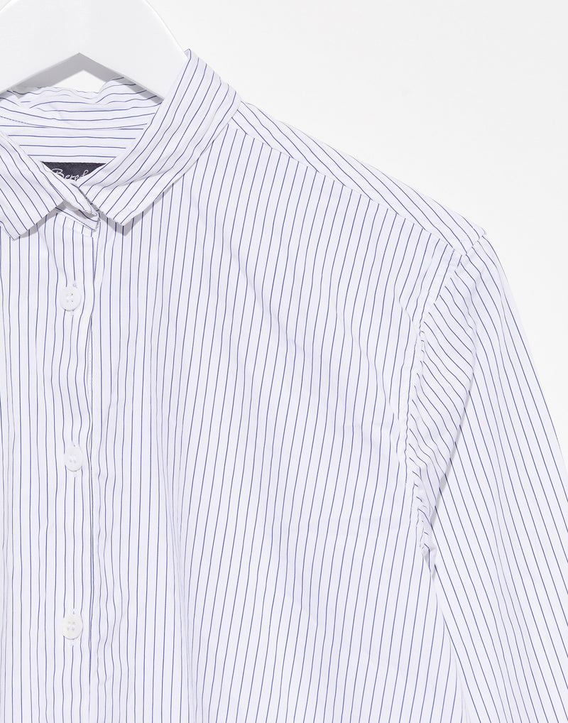 Blue & White Stripe Cotton Loose Tyrol Shirt