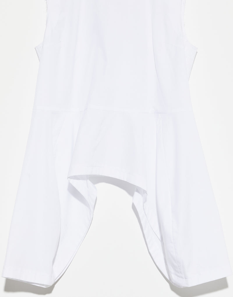 White Cotton Poplin Sleeveless Top