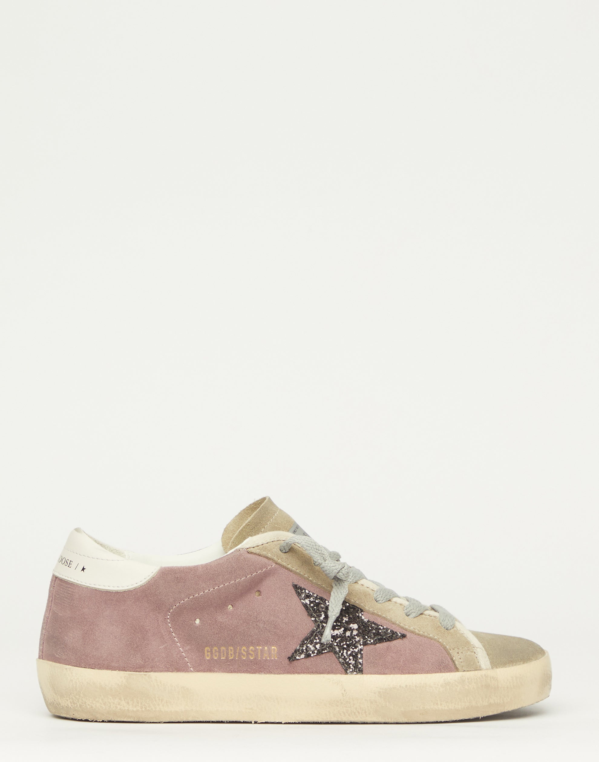 Mauve Suede & Glitter Superstar Sneakers