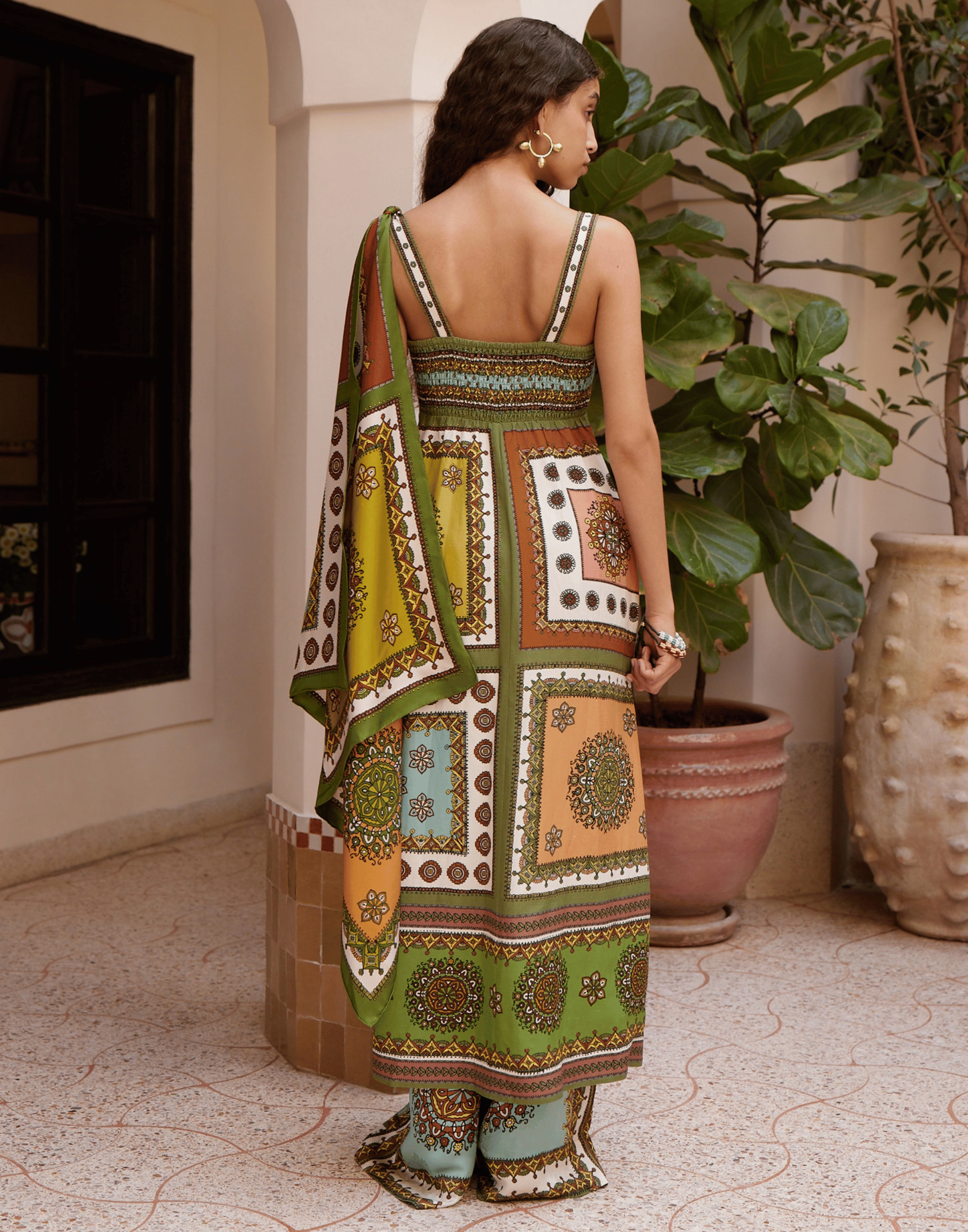 Printed Viscose & Linen Contina Day Dress