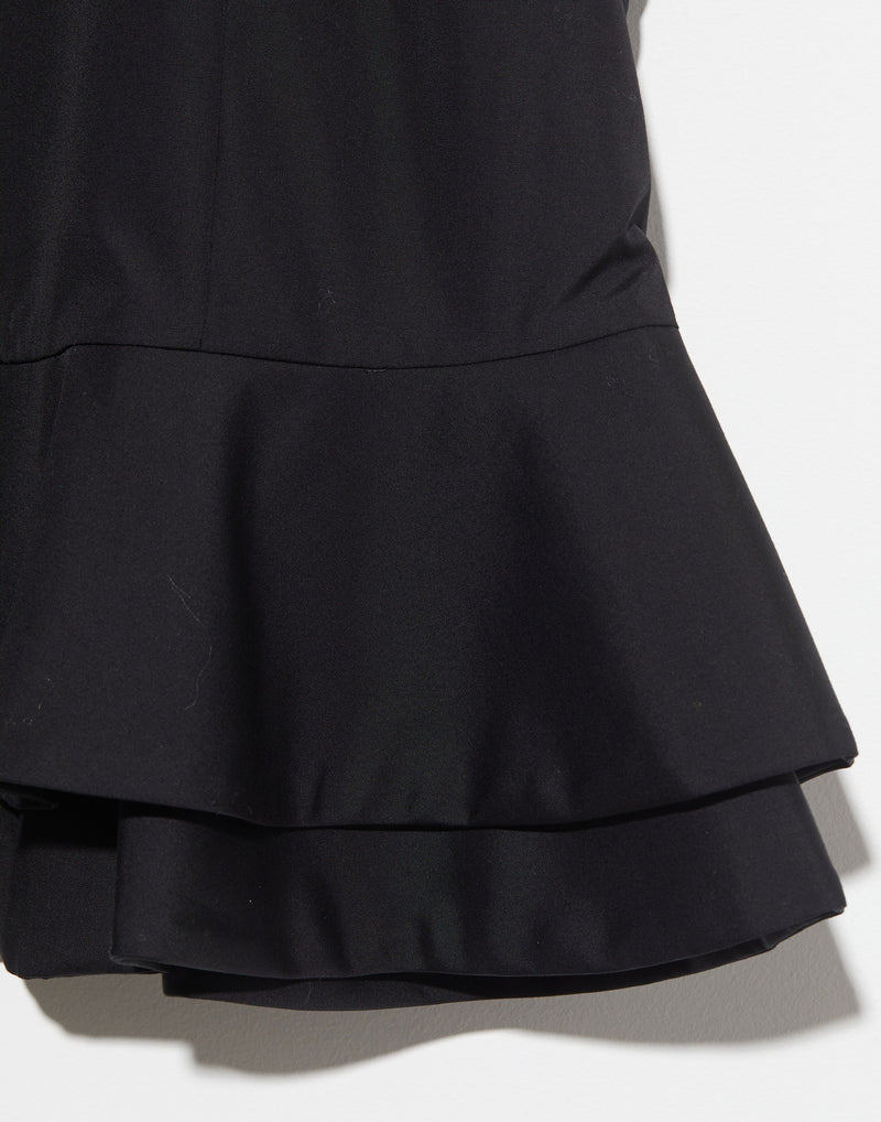 Black Cotton Sleeveless Peplum Top