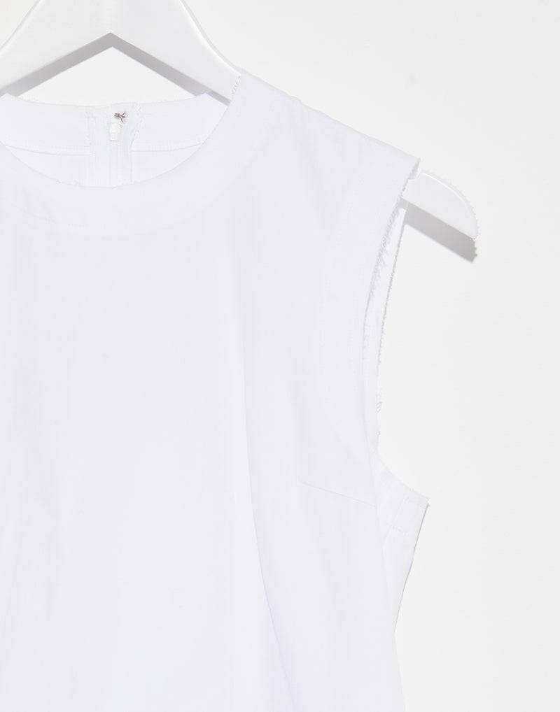 White Cotton Poplin Sleeveless Top