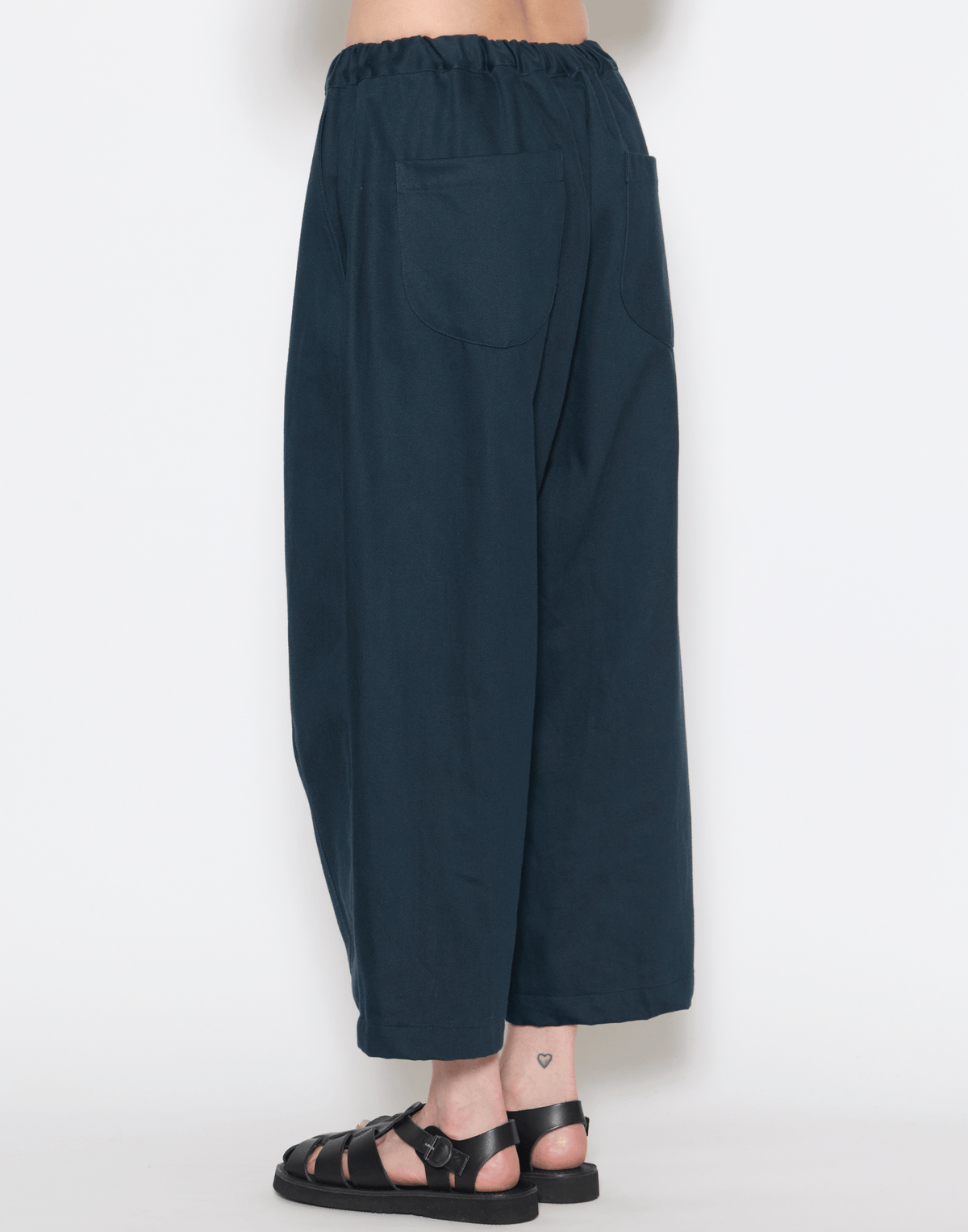 Navy Cotton Twill Stevie Barrel Pants