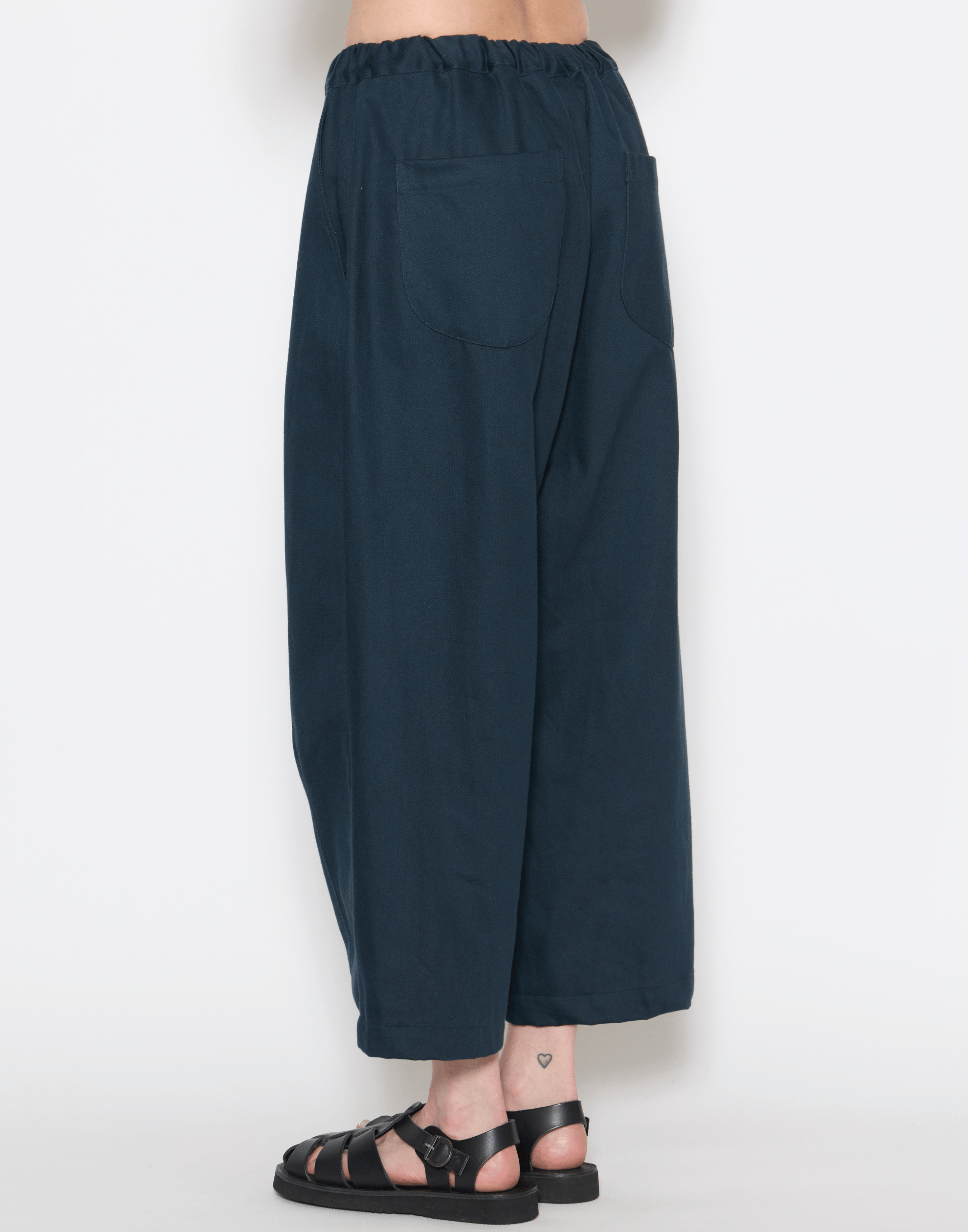 Navy Cotton Twill Stevie Barrel Pants