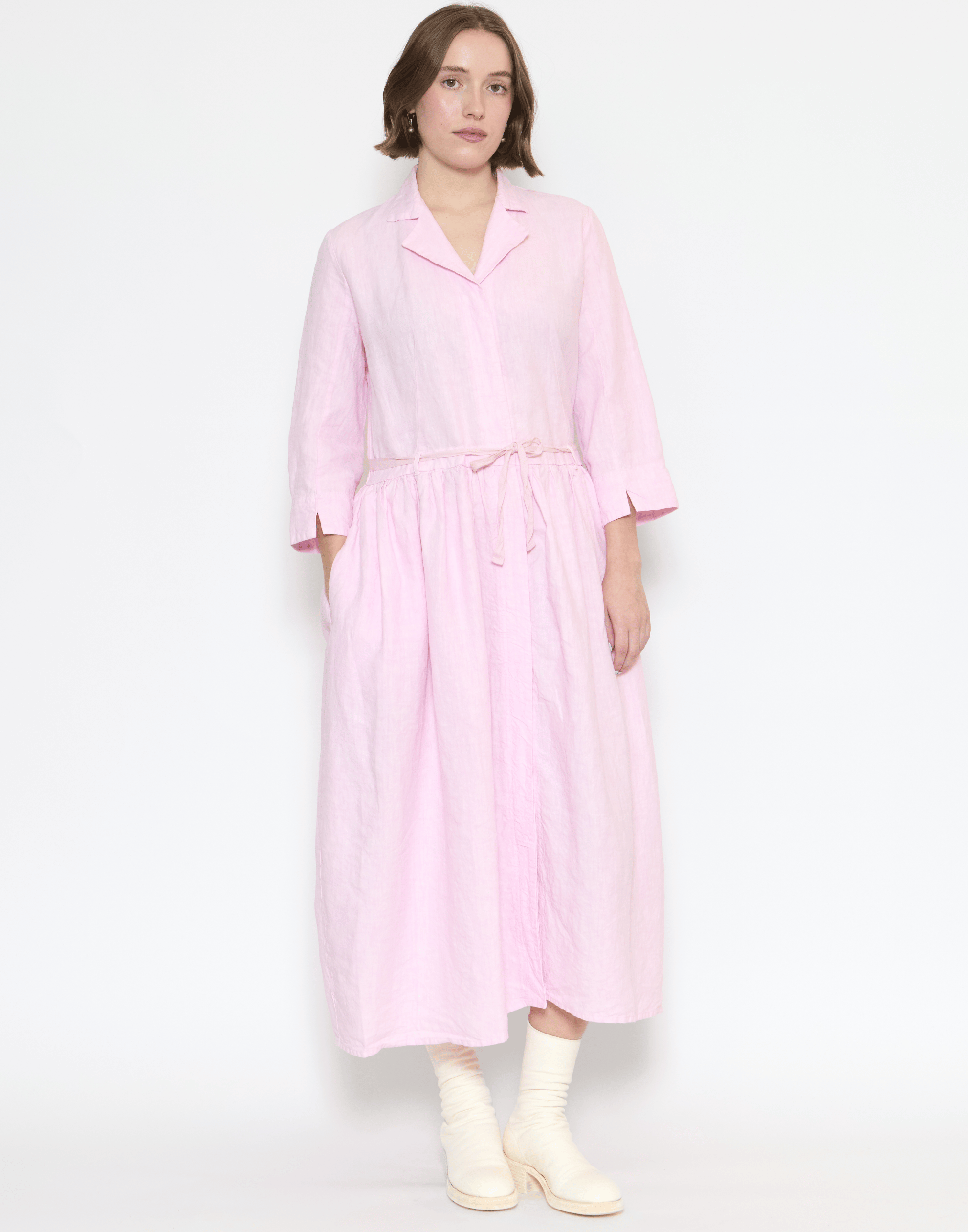 Pink Linen Davina Shirt Dress