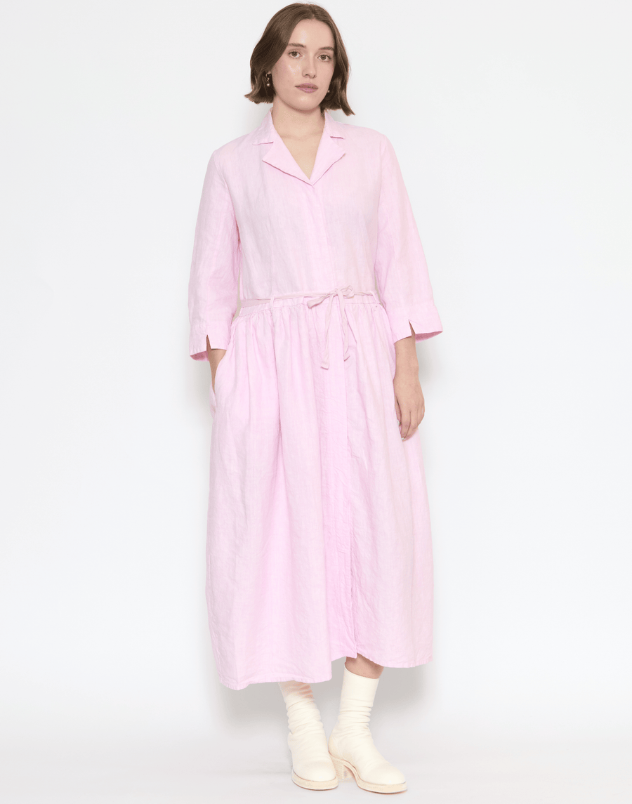 Pink Linen Davina Shirt Dress