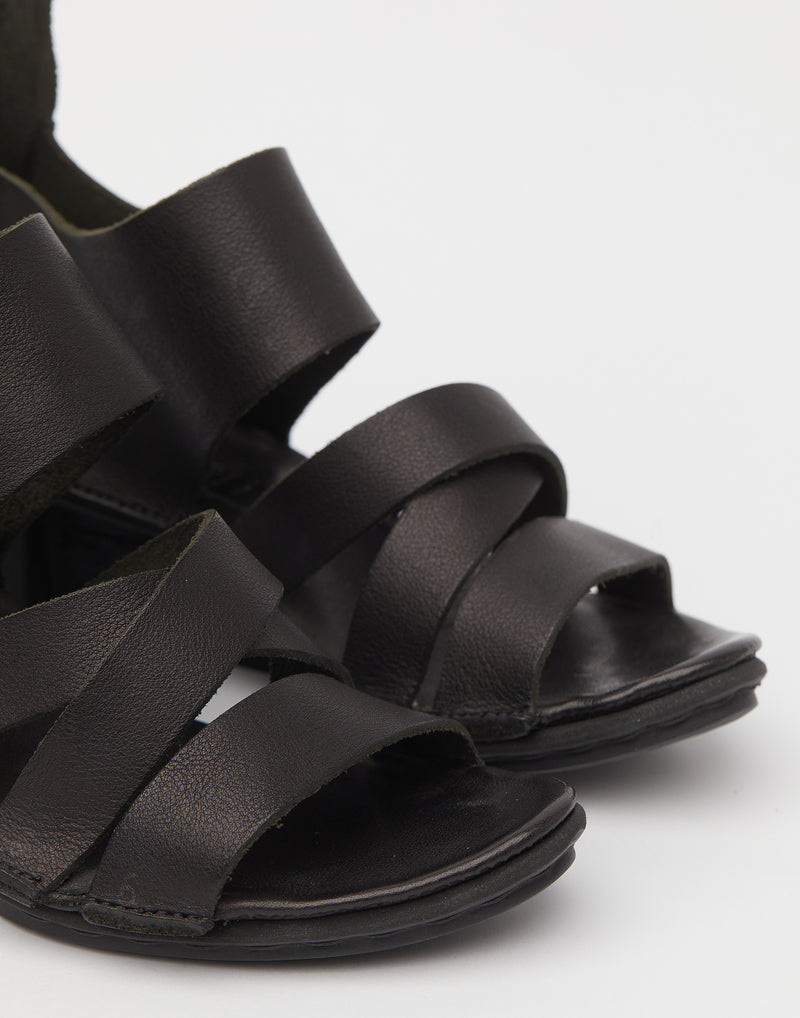 Black Tough Leather Sandals