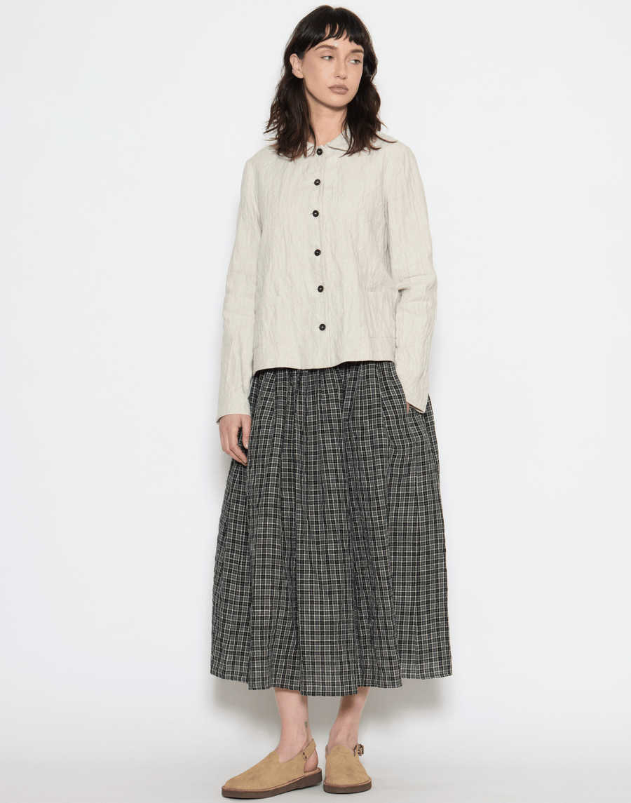 Ecru Herringbone Linen & Cotton Blend Jacket