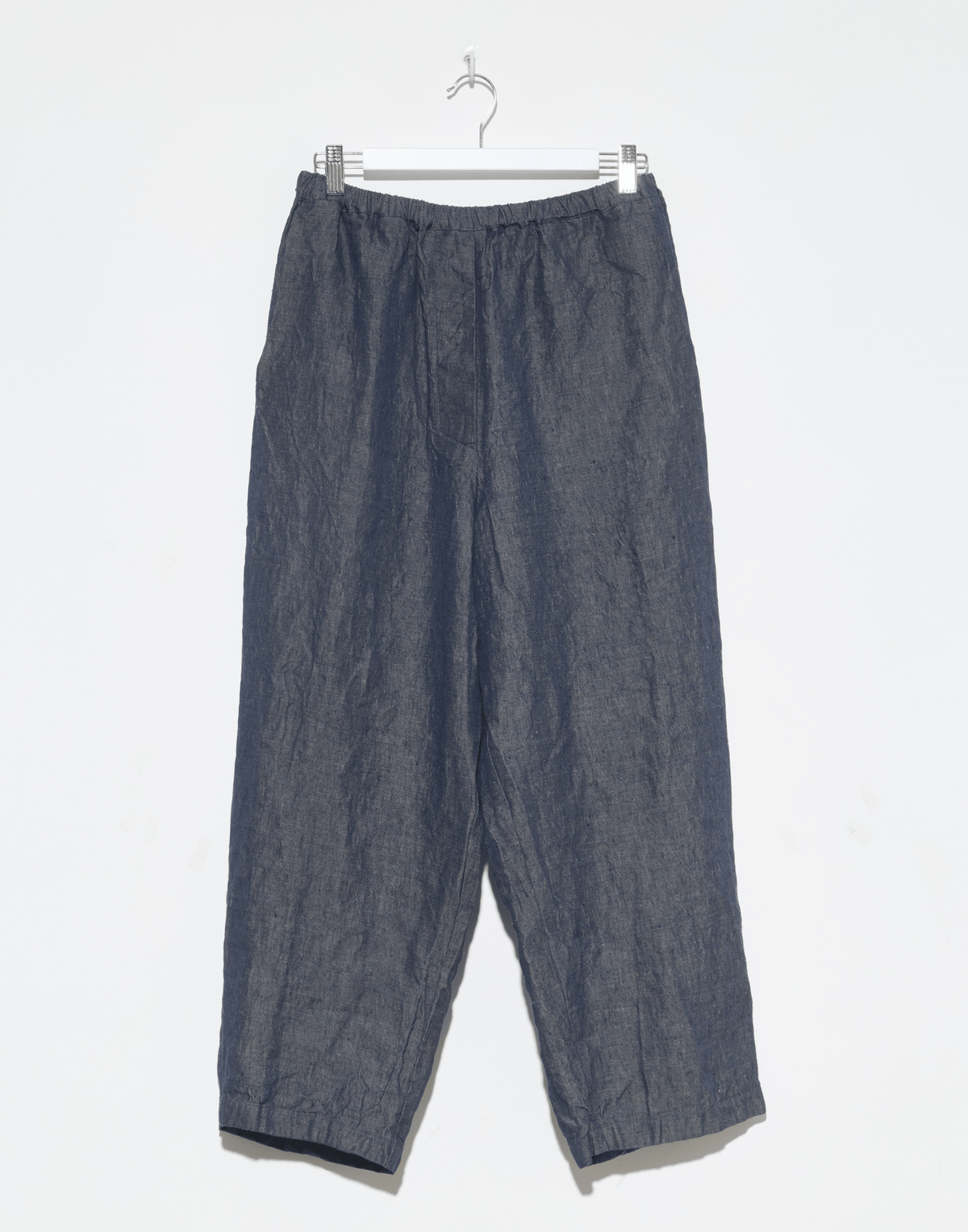 Dark Blue Linen Denim Worker Pants